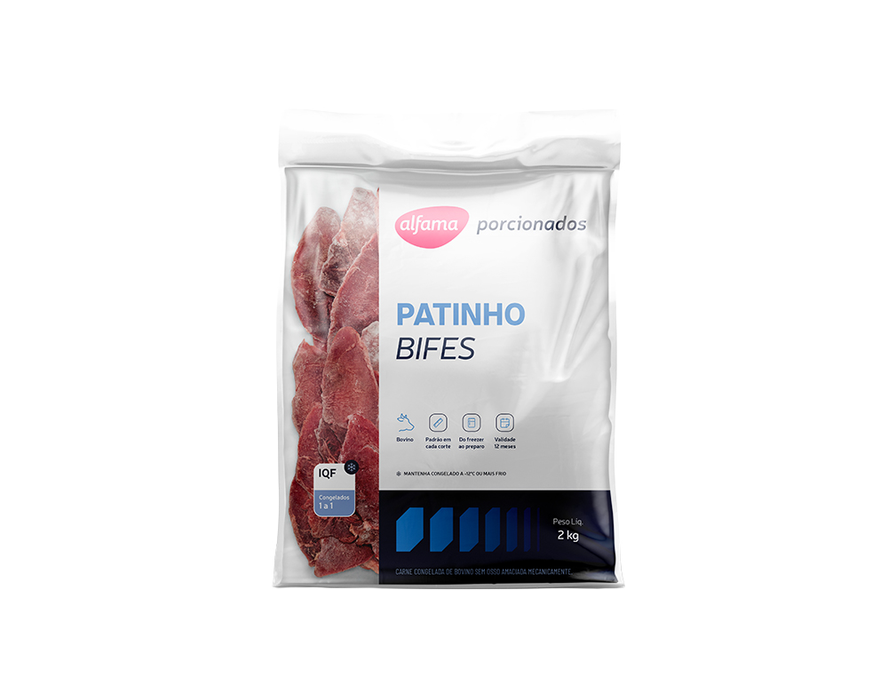 PATINHO BOVINO CONGELADO EM BIFE ALFAMA 2 KG (CX 3 PCT)